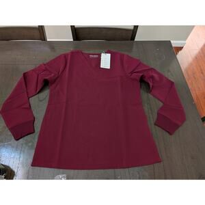 Mandala Women's Long Sleeve One Pocket Top Wine  - Size M